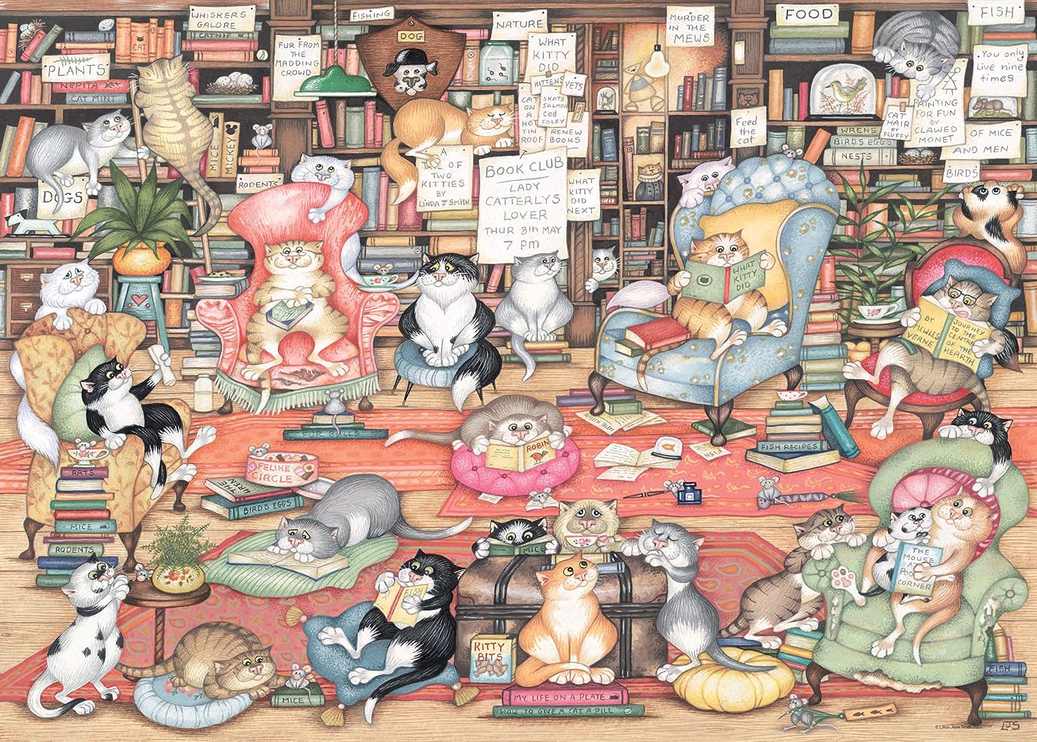 Ravensburger Crazy Cats Bingley’s Bookclub 1000 Piece Jigsaw Puzzle for Adults & Kids Age 12 Years Up, Multi-colored - Image 3