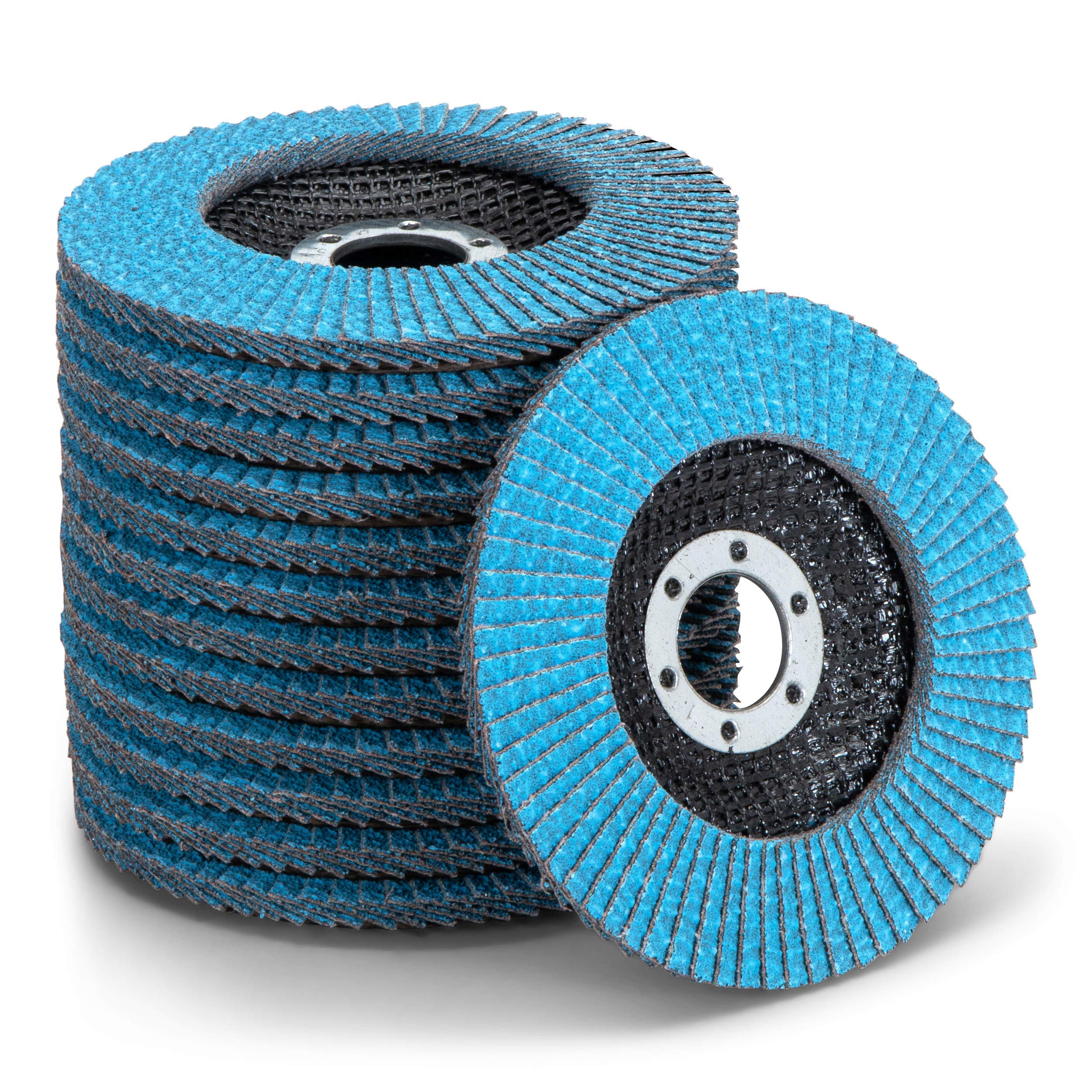 Premium Flap Discs Z-Coat 115mm – 10 Pcs Grit 40 Zirconia Corundum Ideal for Metal, Steel & Wood Durable Sanding Discs with Serrated Washers Slat Flap Discs