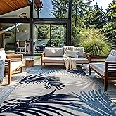 Rugshop Navy Lucca Contemporary Floral Indoor/Outdoor Area Rug Durable Polypropylene, Weather Resistant, Easy to Clean for Ba