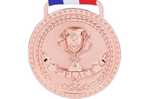 PRESTIGE PALACE AWARDS Gold Silver Bronze Medals for 1st 2nd 3rd Place Trophy Awards, Bright or Antique Finish with Attached Red White Blue Satin Ribbon - Sold Separately