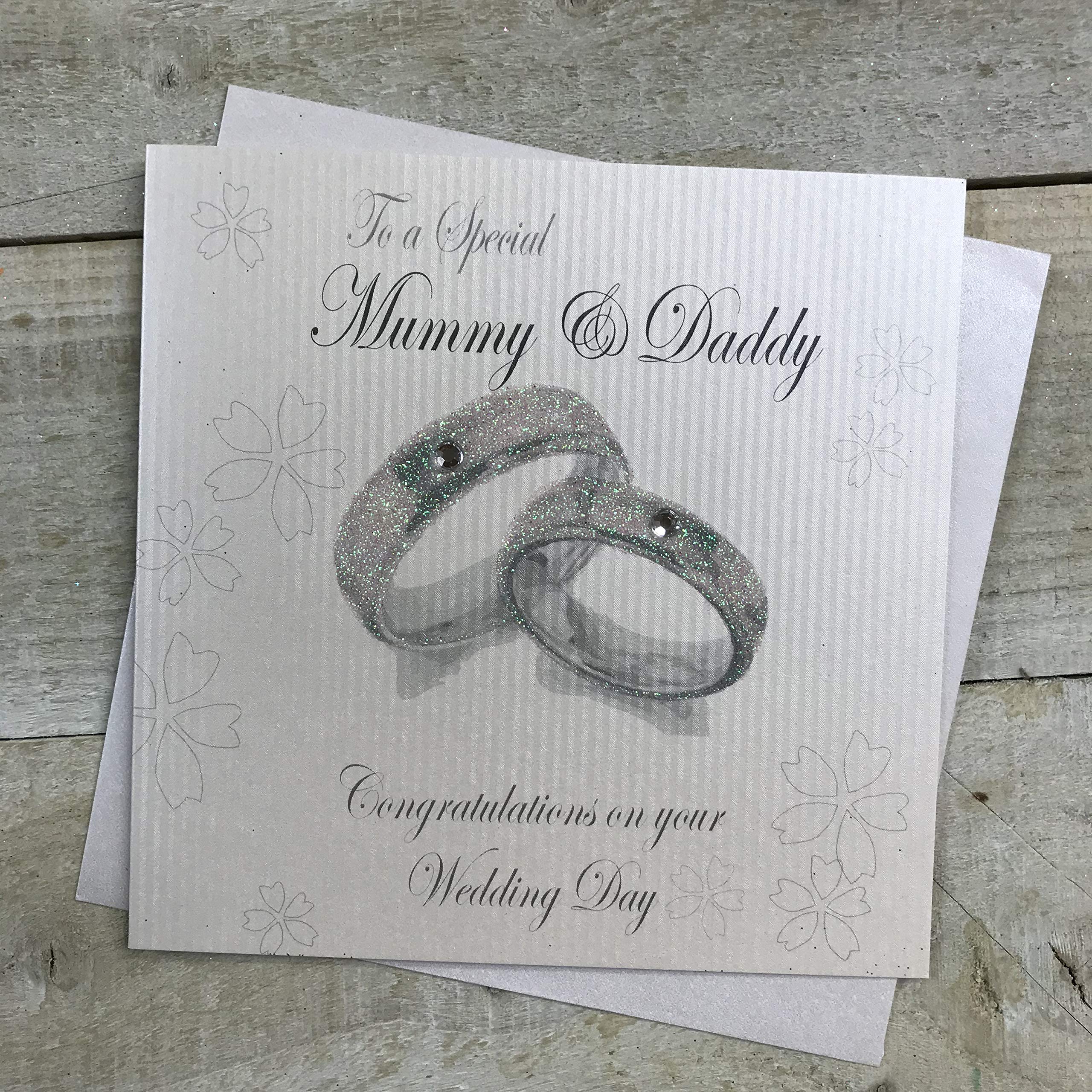 White Cotton Cards Wedding Day Handmade Card to a Special Mummy and Daddy, PD165