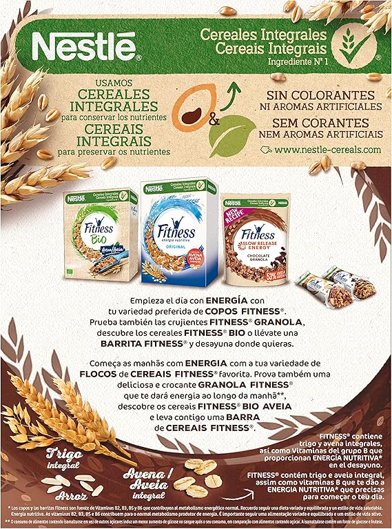 Cereales NESTLÉ Fitness con chocolate negro - Copos de trigo ...