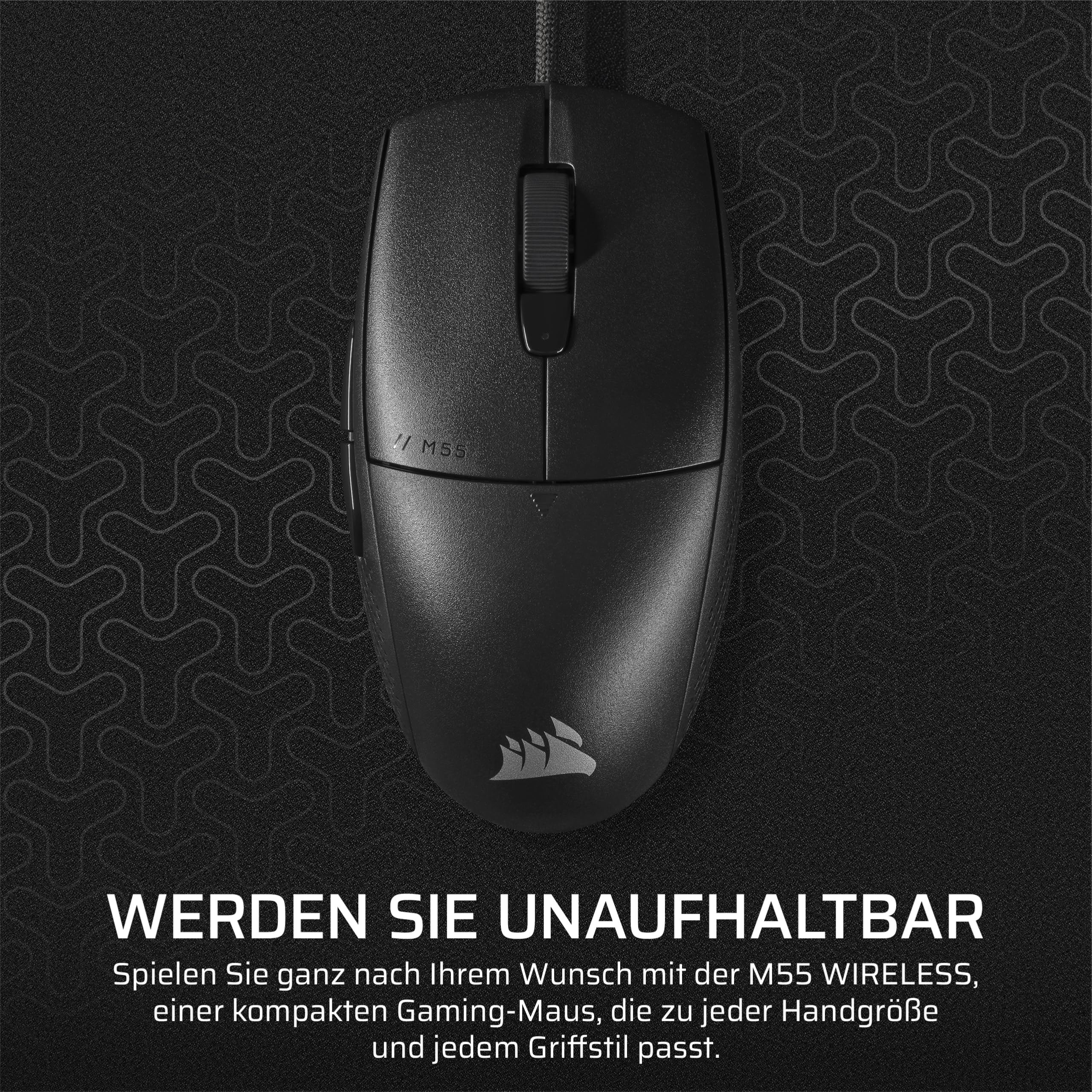 Corsair M55 Leichte FPS-Gaming-Maus mit Kabel – 16.000 DPI – Sechs Programmierbare Schaltflächen – Texturierte Seitengriffe – Schwarz 2