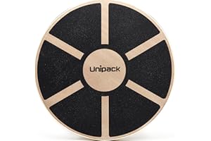 Unipack Non Slip Wooden Wobble Balance Board 15.7 inch for Stability, Exercise, Strength, Flexibility, Physical Therapy Training