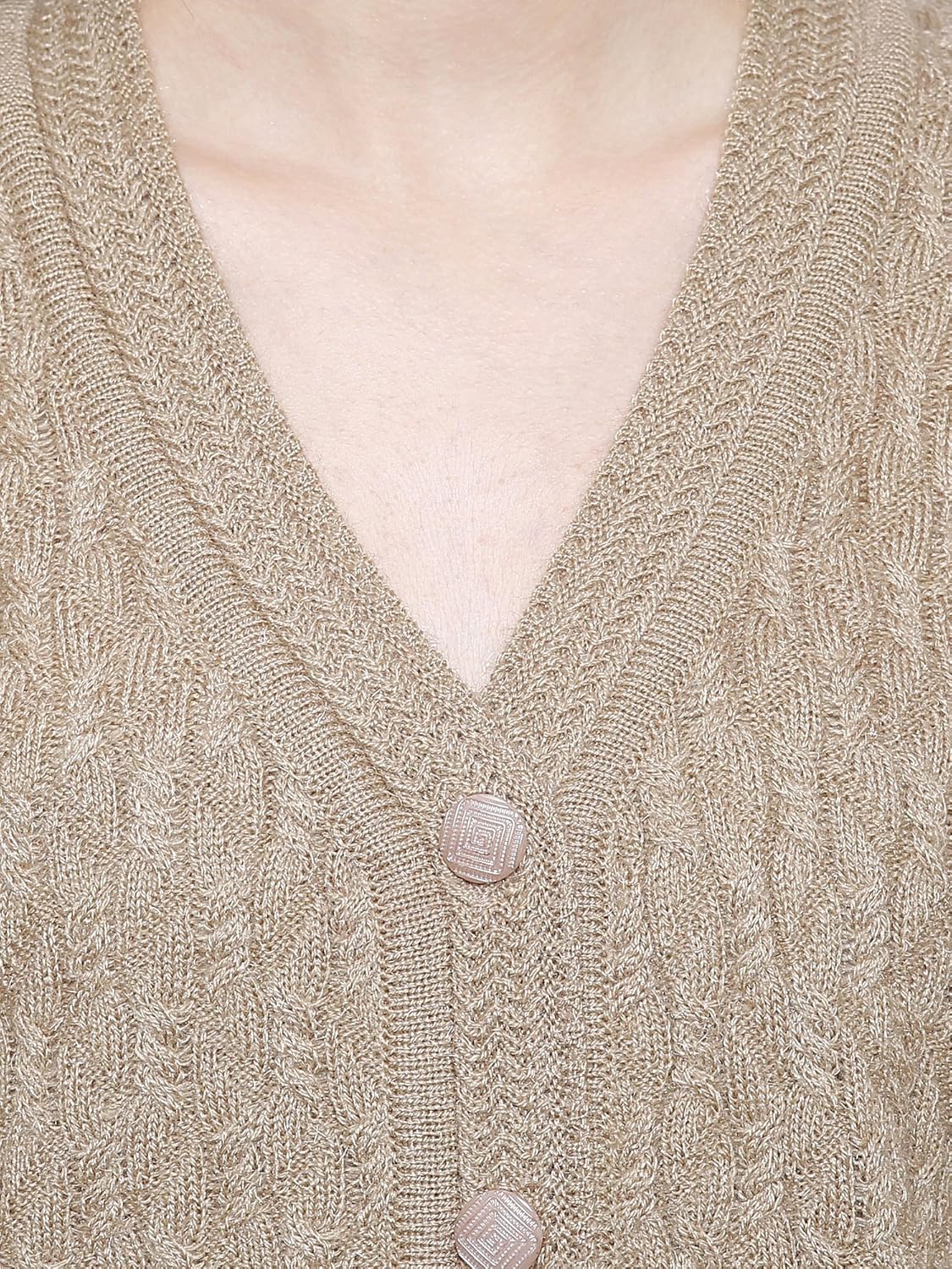matelco beige women's woollen buttoned v-neck cardigan/sweater for winter