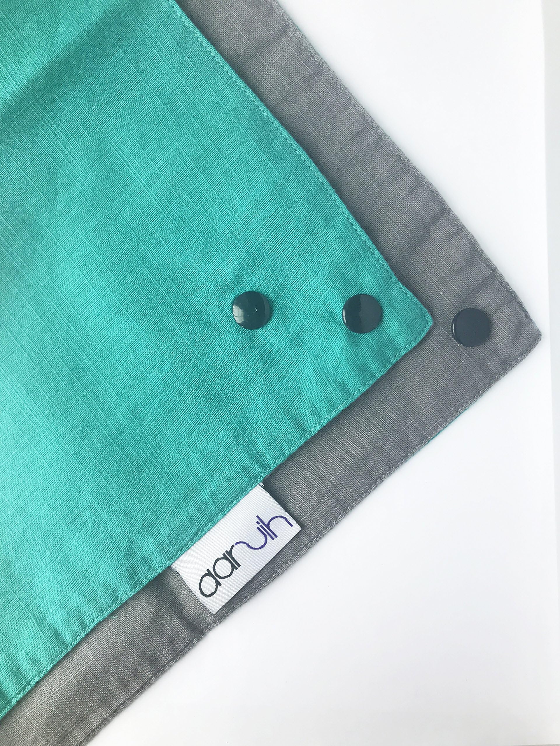 Baby Bandana Reversible Organic Cotton Muslin Cloth Dribble Drool Bib (Grey/Green)