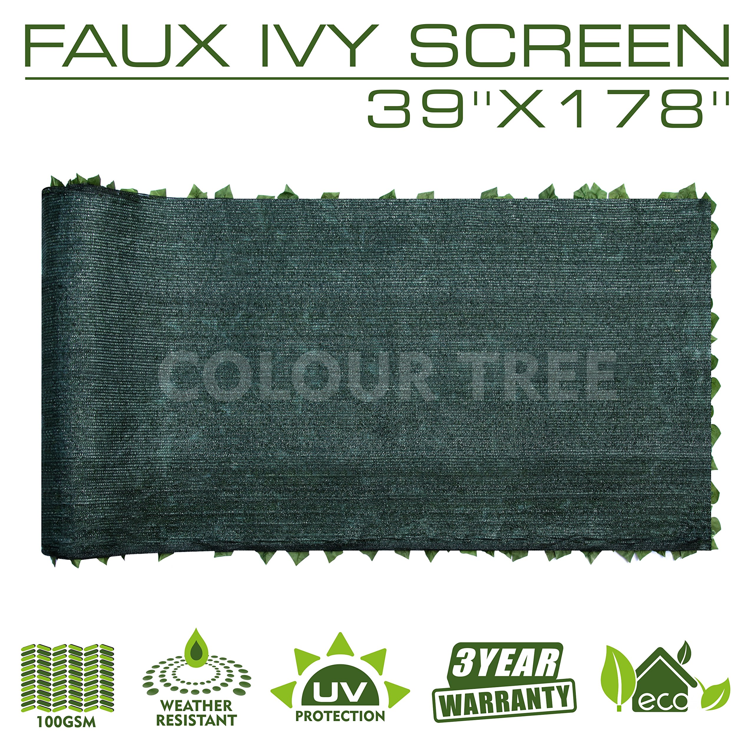 ColourTree 39" x 178" Artificial Hedges Faux Ivy Leaves Fence Privacy Screen Panels ?Decorative Trellis