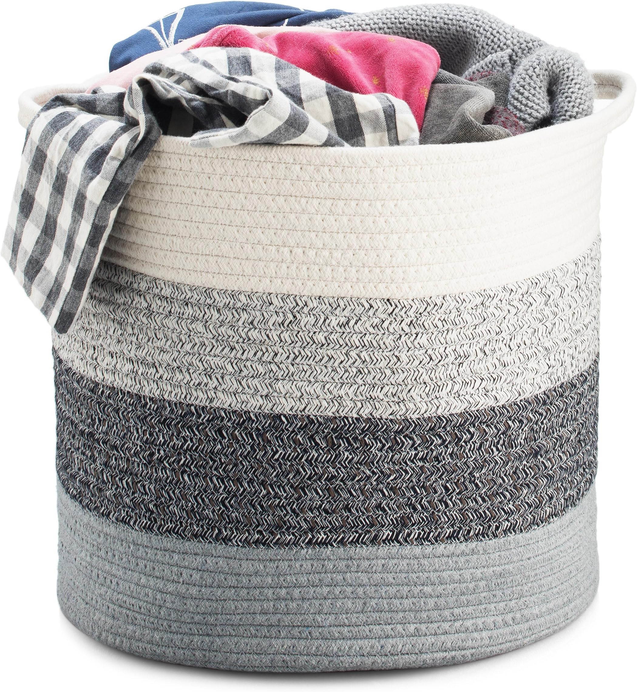 Woven Cotton Foldable Laundry Basket with Handles