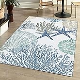 Tritard Coastal Area Rug 3x5 - Small Machine Washable Foldable Throw Rugs Non-Slip Beach Ocean Entryway Indoor Entrance Carpe