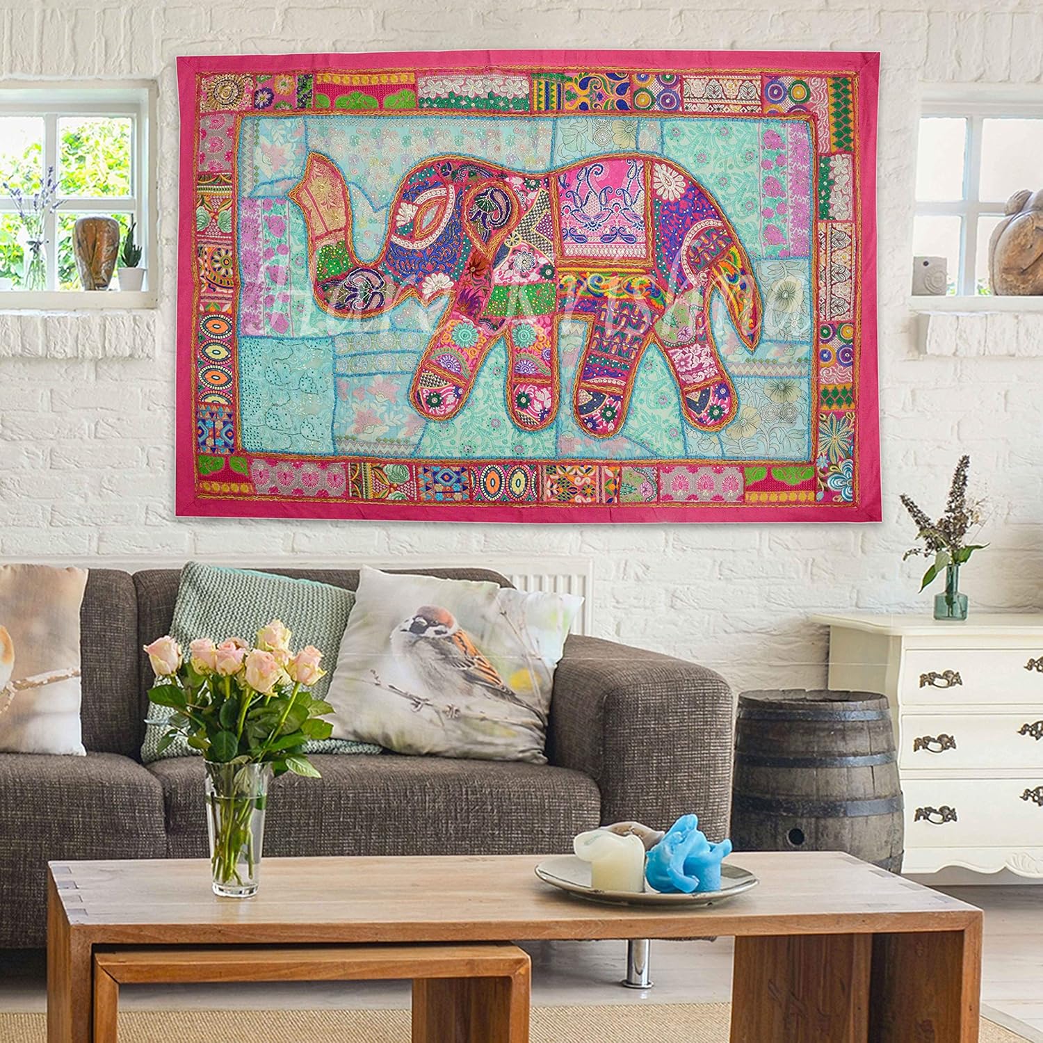 Buy Living Room Wall Decor Tapestry Cotton Embroidered Wall