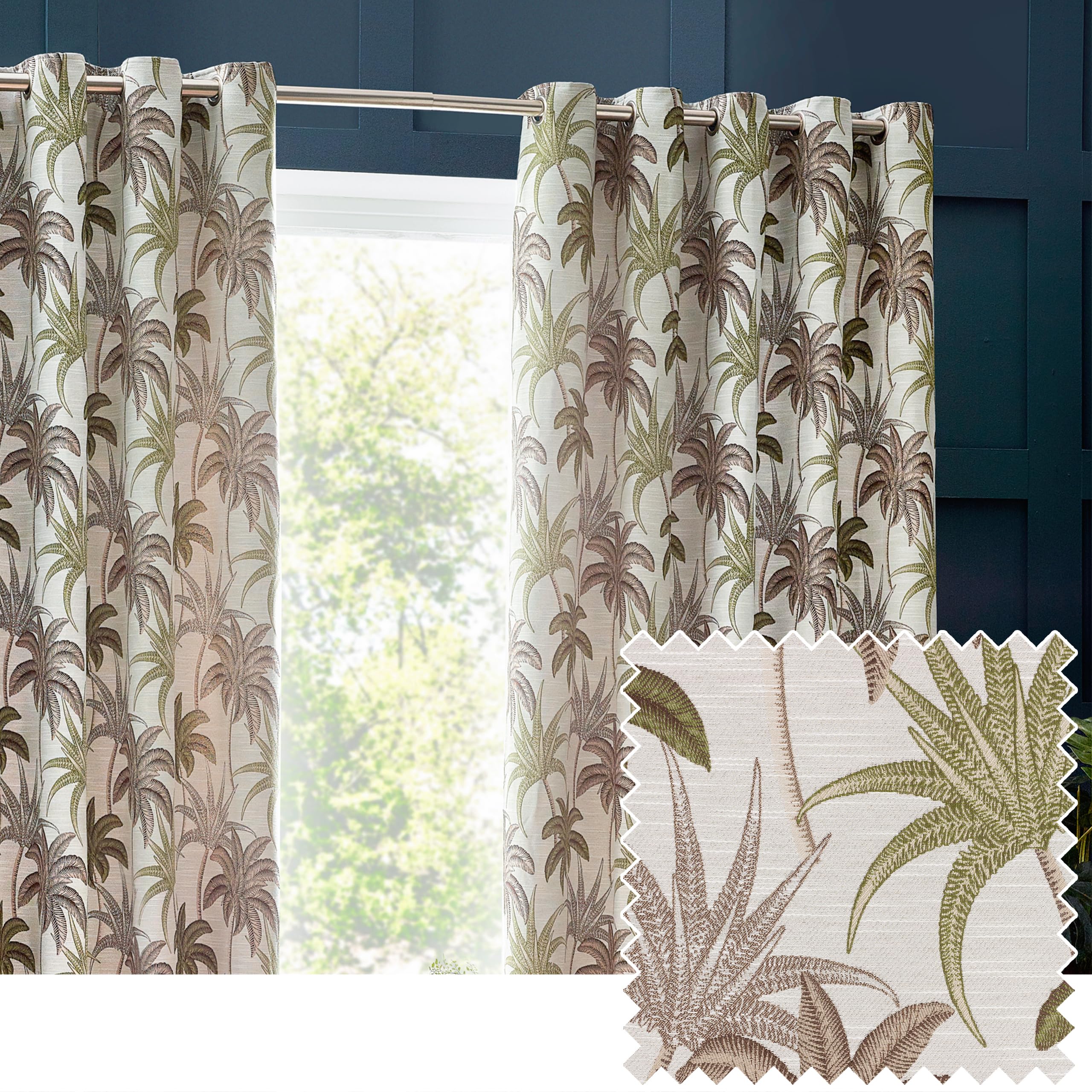 furn. Wylder Tropics Galapagos Jacquard Eyelet Curtains