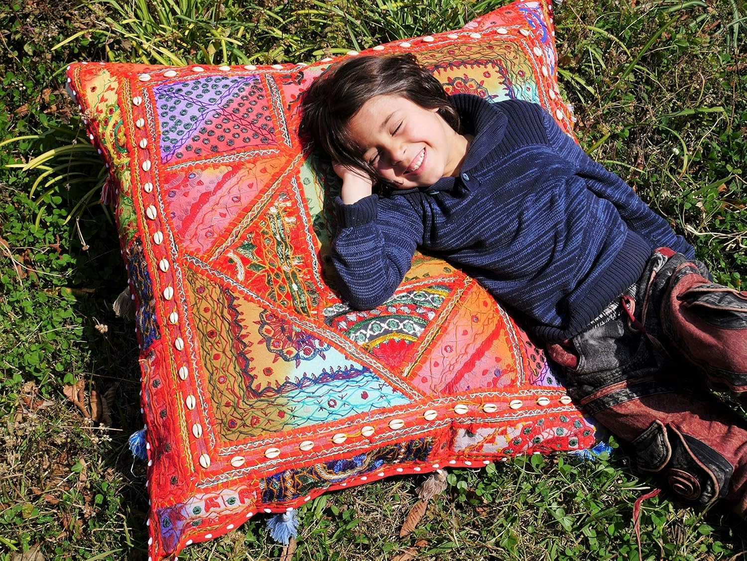 Amazon Com Large Floor Cushion Desert Flower Indian Floor