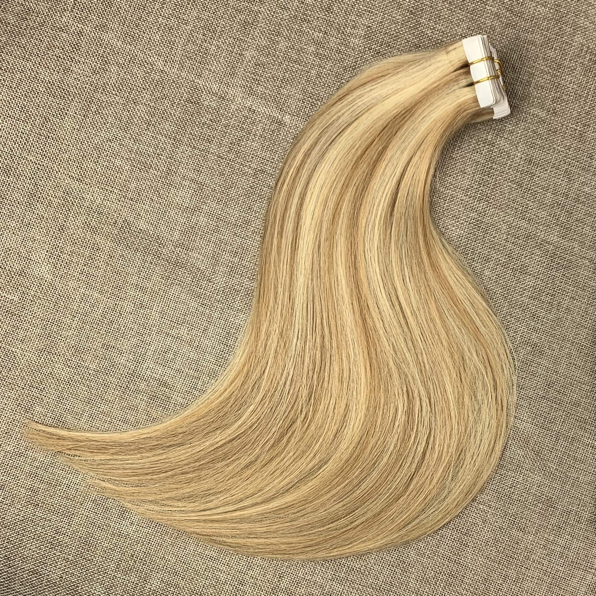Komorebi #27/613 Honey Blonde And Bleach Blonde-20Inch Skin Weft Professional Hair Extensions Ombre Tape in Extensions Two-Town Colors 20Pcs 40 Gram Remy Hair Tape in Extensions