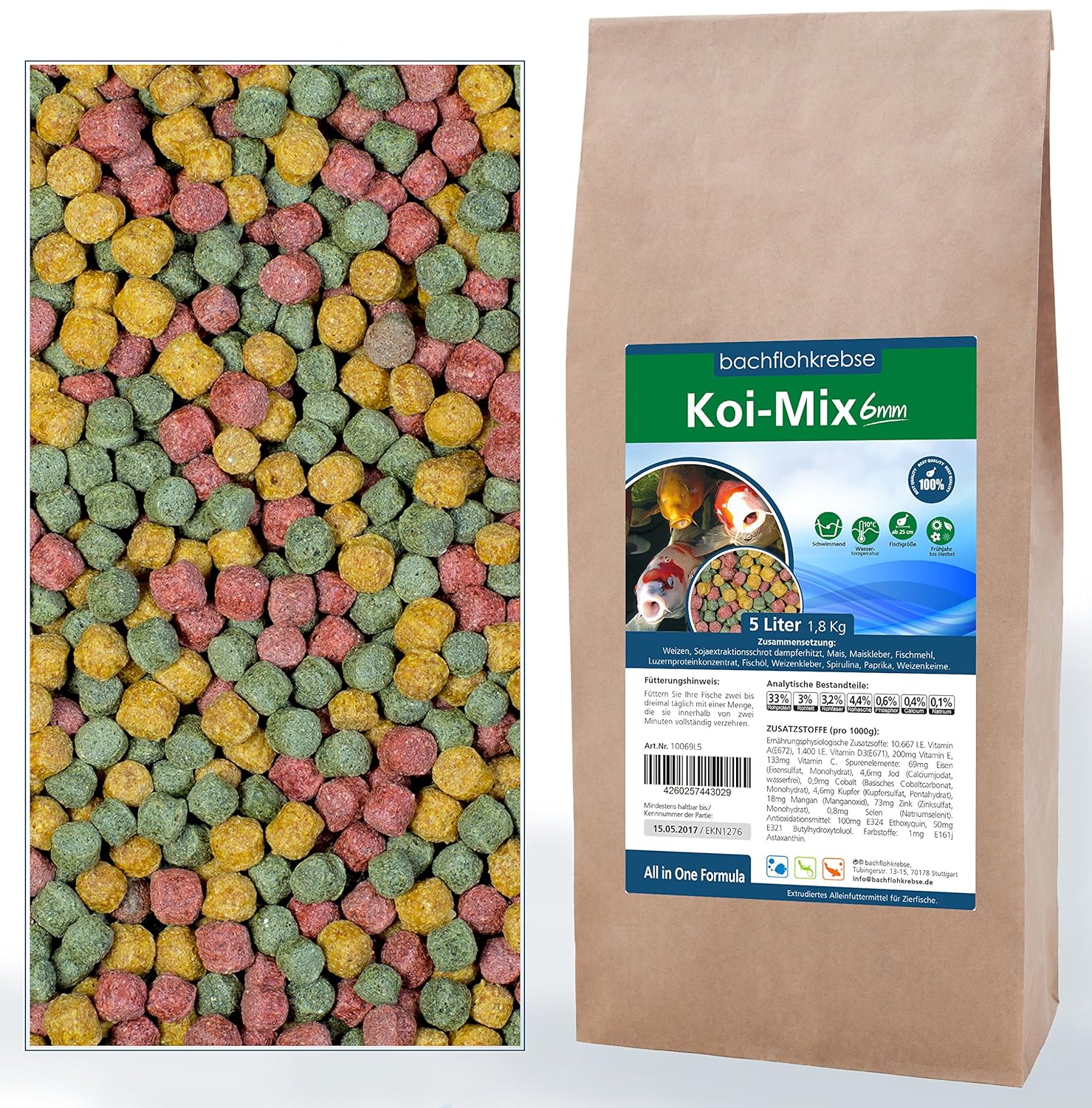 Koifutter Koimix 6mm 5 Liter Koi Pellets Koi Futter, Teichfutter Amazon.de Haustier