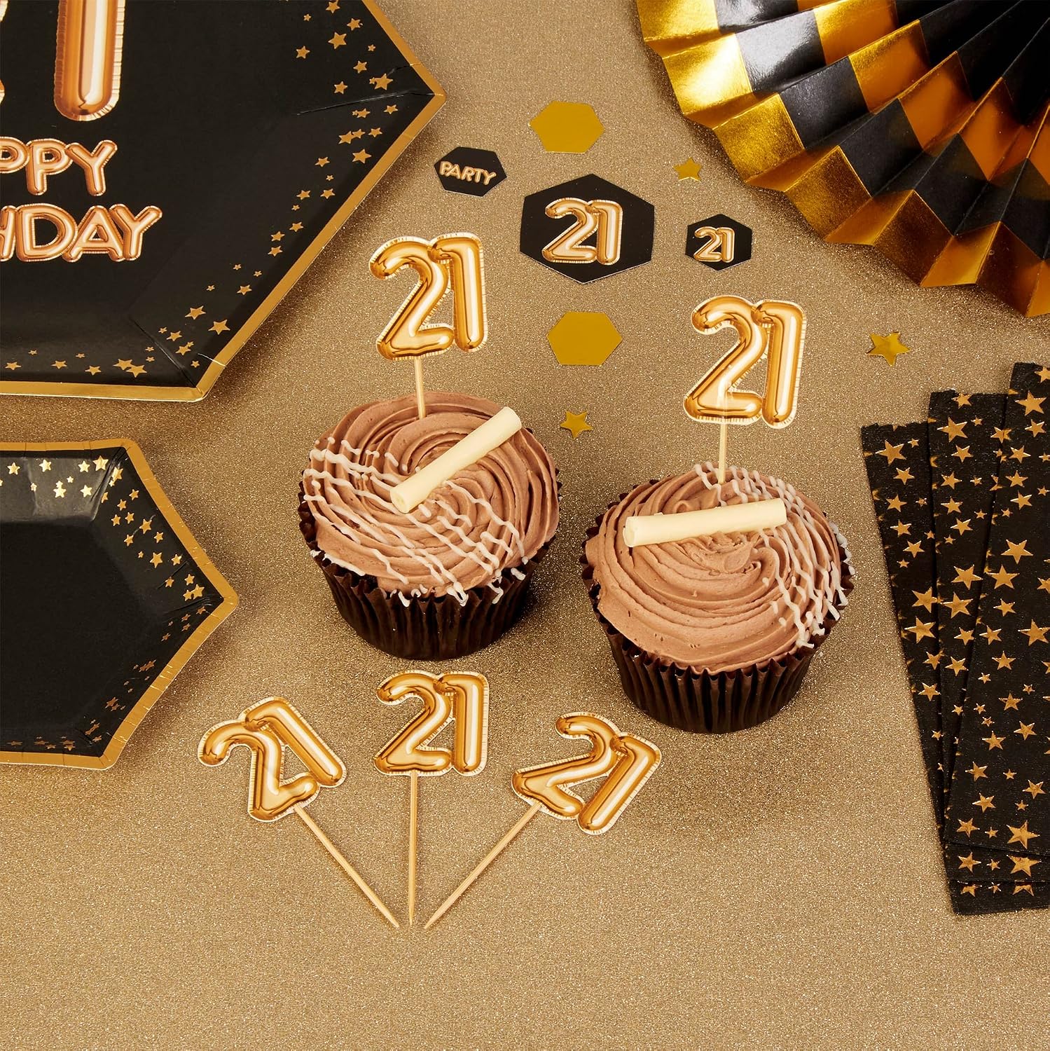 Neviti 773697 Glitz and Glamour Age 21 Food Picks, Gold - Image 3