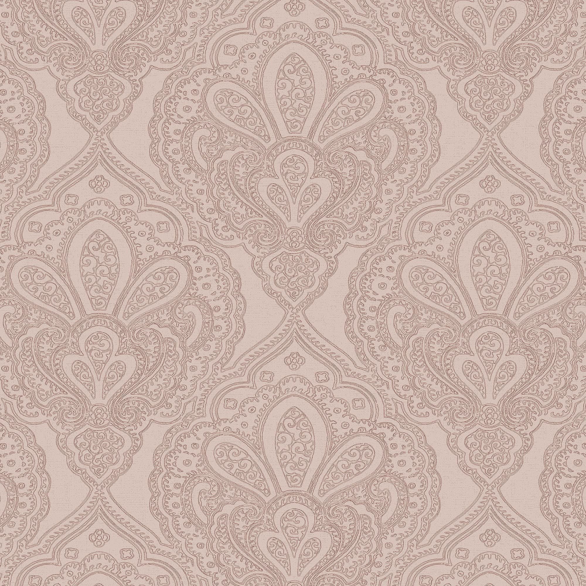 Galerie DWP0247-04 Emporium Mehndi Damask Wallpaper, Pink/Rose Gold, 10m x 53cm