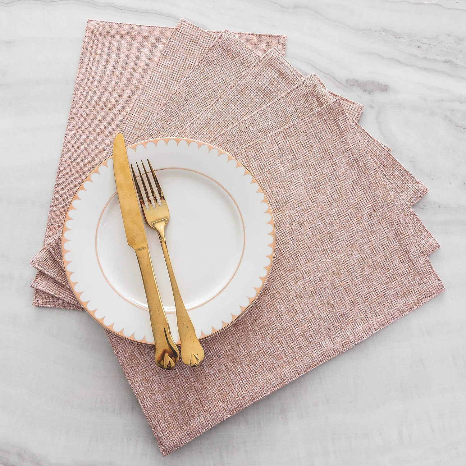 Home Brilliant Placemats Place Mat Pink Table Mats Set of 6 Non Slip Easy to Clean Machine Washable Place Mats for Dining Kitchen Restaurant Table, 13x19 inch: Home & Kitchen