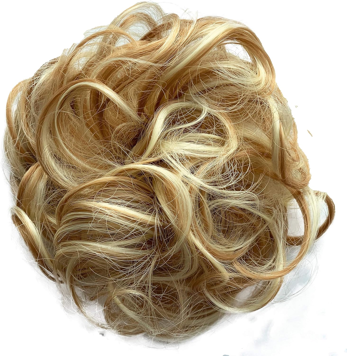 CAISHA Large Hairpiece Scrunchy Instant Updo Curly Messy Bun Blond Mix G20E, blond mix #27H613 G20E