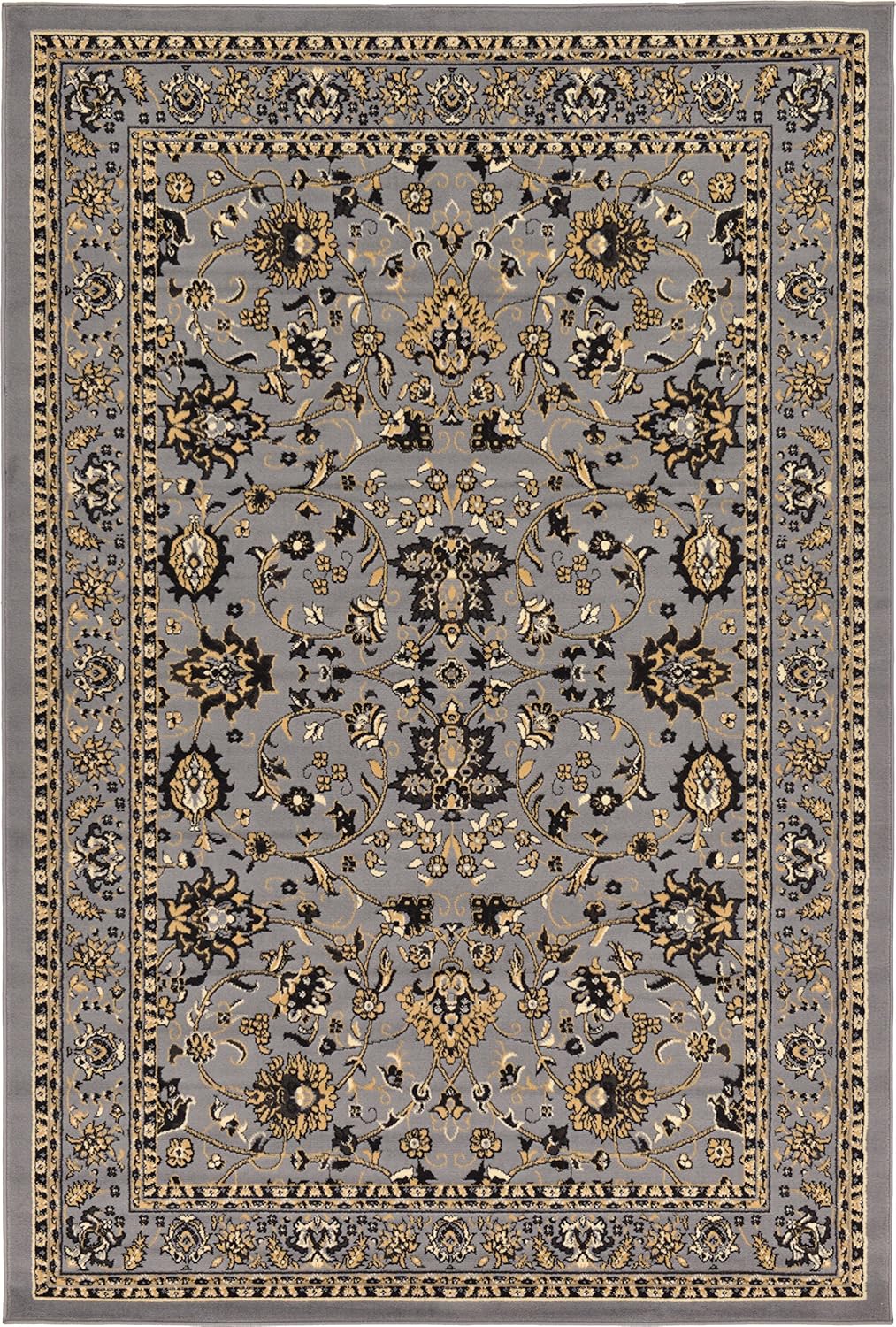 Amazon.com: Unique Loom Kashan Area Rug, 6' x 9', Gray: Furniture & Decor