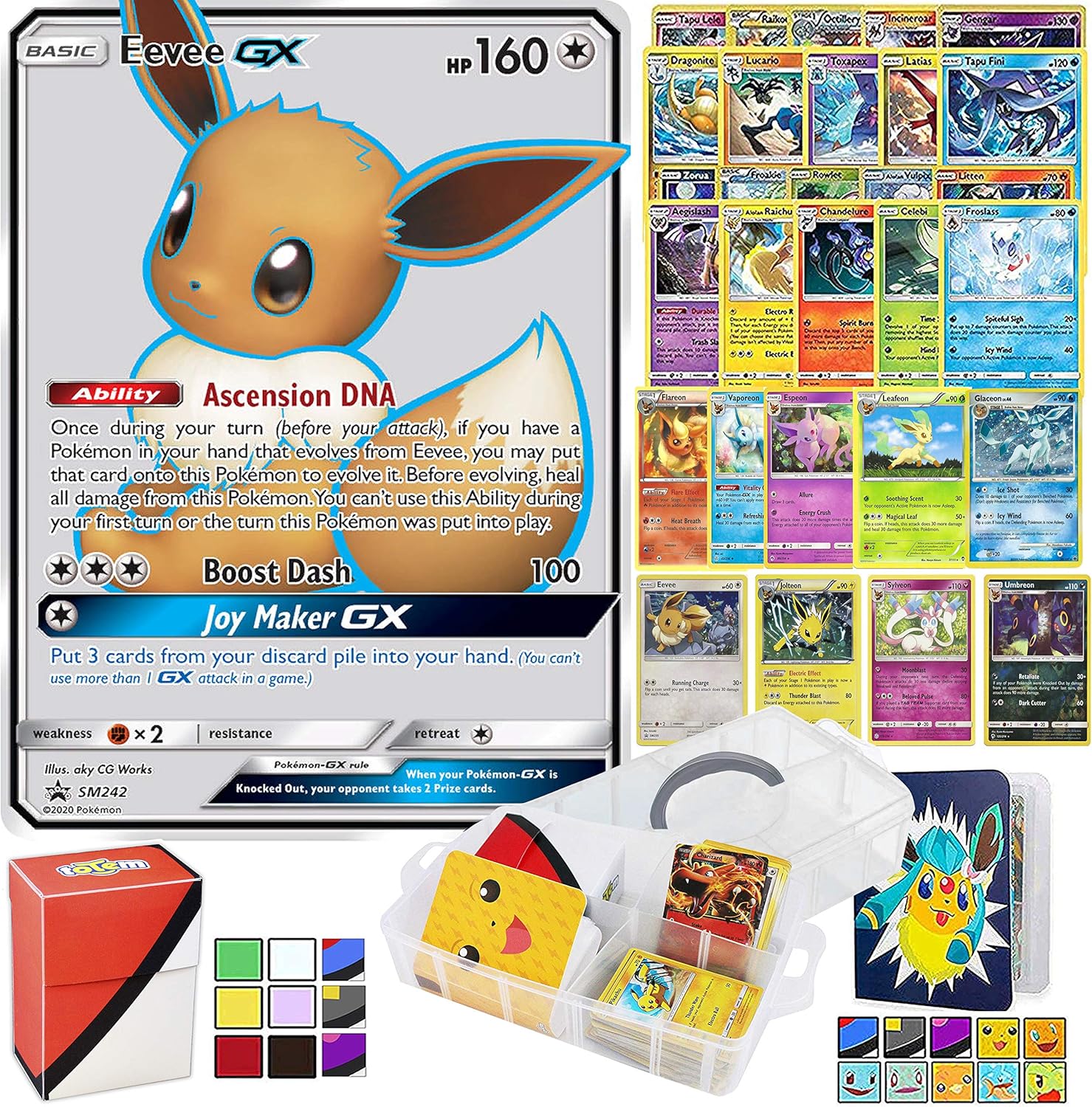 Amazon トーテムワールド イーブイ Gx ポケモンカードコレクターボックス イーブイエボリューションカード8枚すべて イーブイ1枚 レアカード10枚 ホイルカード収納ケース付き バインダー デッキボックス付き Flareon Jolteon Vaporeon トレカ 通販