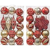 Valery Madelyn Christmas Tree Decorations Set, 40ct Red and Gold Shatterproof Christmas Ball Ornaments Bulk, Luxury Hanging Ornaments for Xmas Trees Holiday Decor