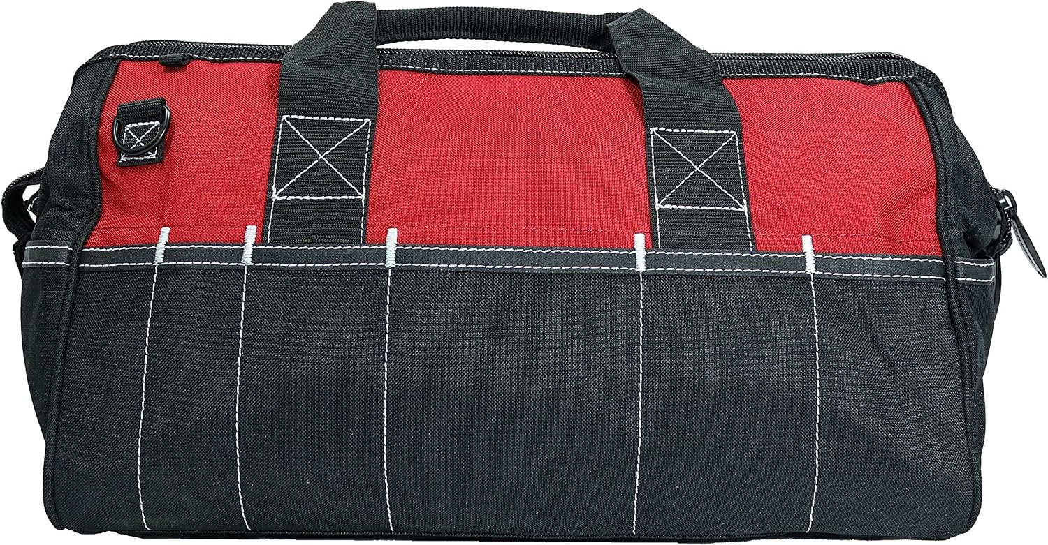 Husky 82003N11 18" Water-Resistant Contractor/DIY Tool Bag with Shoulder Strap, Red, 18 Inch - Image 4