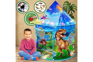 W&O Dino Paradise Play Tent with Roar Button - Epic Pop Up Tent for Boys & Girls - Perfect for Indoor & Outdoor Adventures