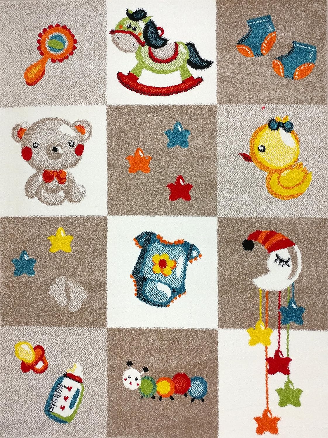 KC CUBS Boy and Girl Bedroom Modern Decor Area Rug and Carpet Collection for Kids and Children Nursery Bedtime Teddy Bear (3' 11