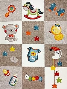 KC CUBS Boy and Girl Bedroom Modern Decor Area Rug and Carpet Collection for Kids and Children Nursery Bedtime Teddy Bear (3' 11