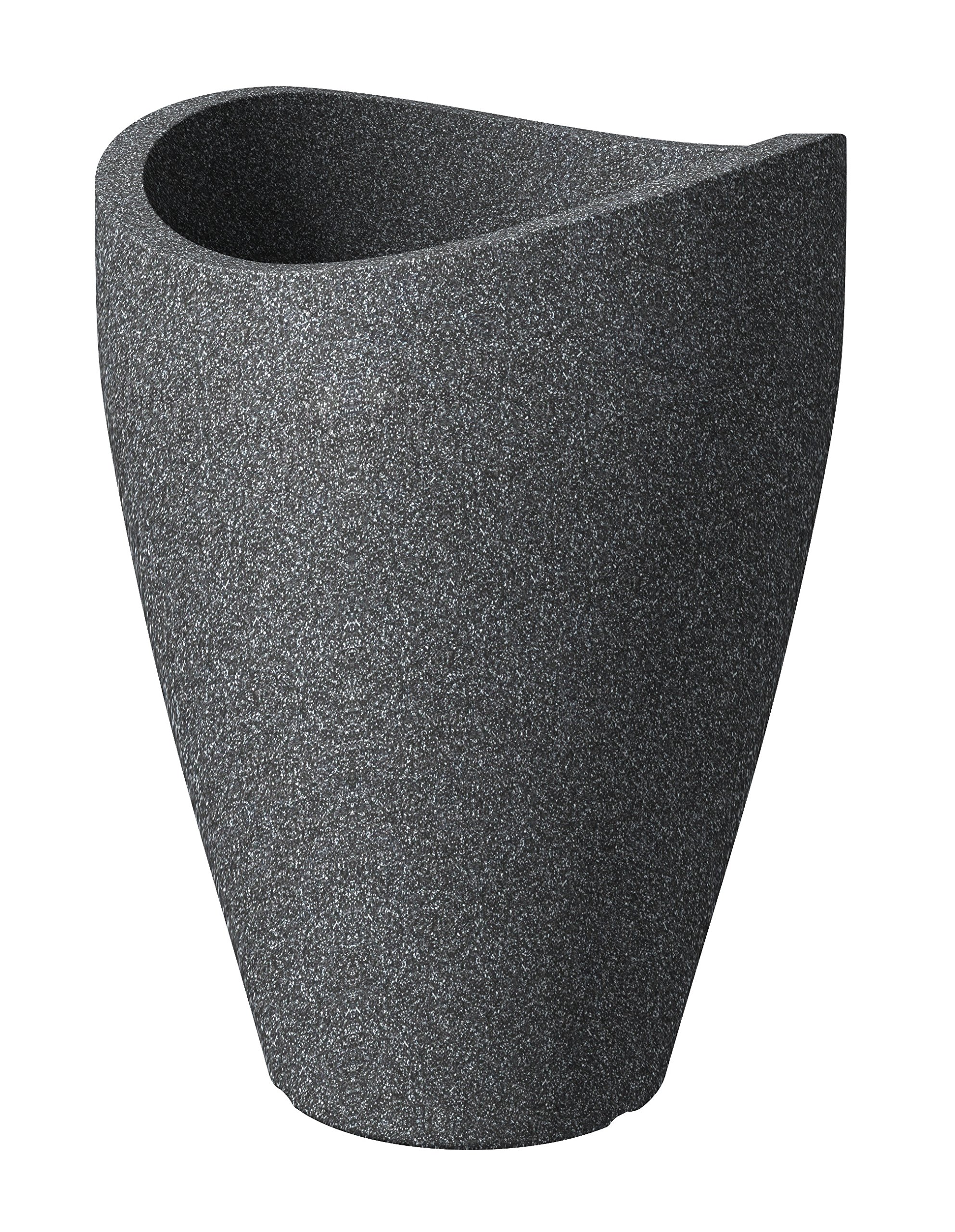 Scheurich Wave Globe High, Planter made of Plastic, Black-Granite, 50 cm diameter, 67 cm height, 33 l Vol.
