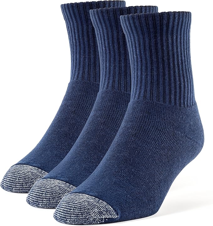 Galiva Men's Cotton Extra Soft Quarter Cushion Socks3 Pairs, navy blue