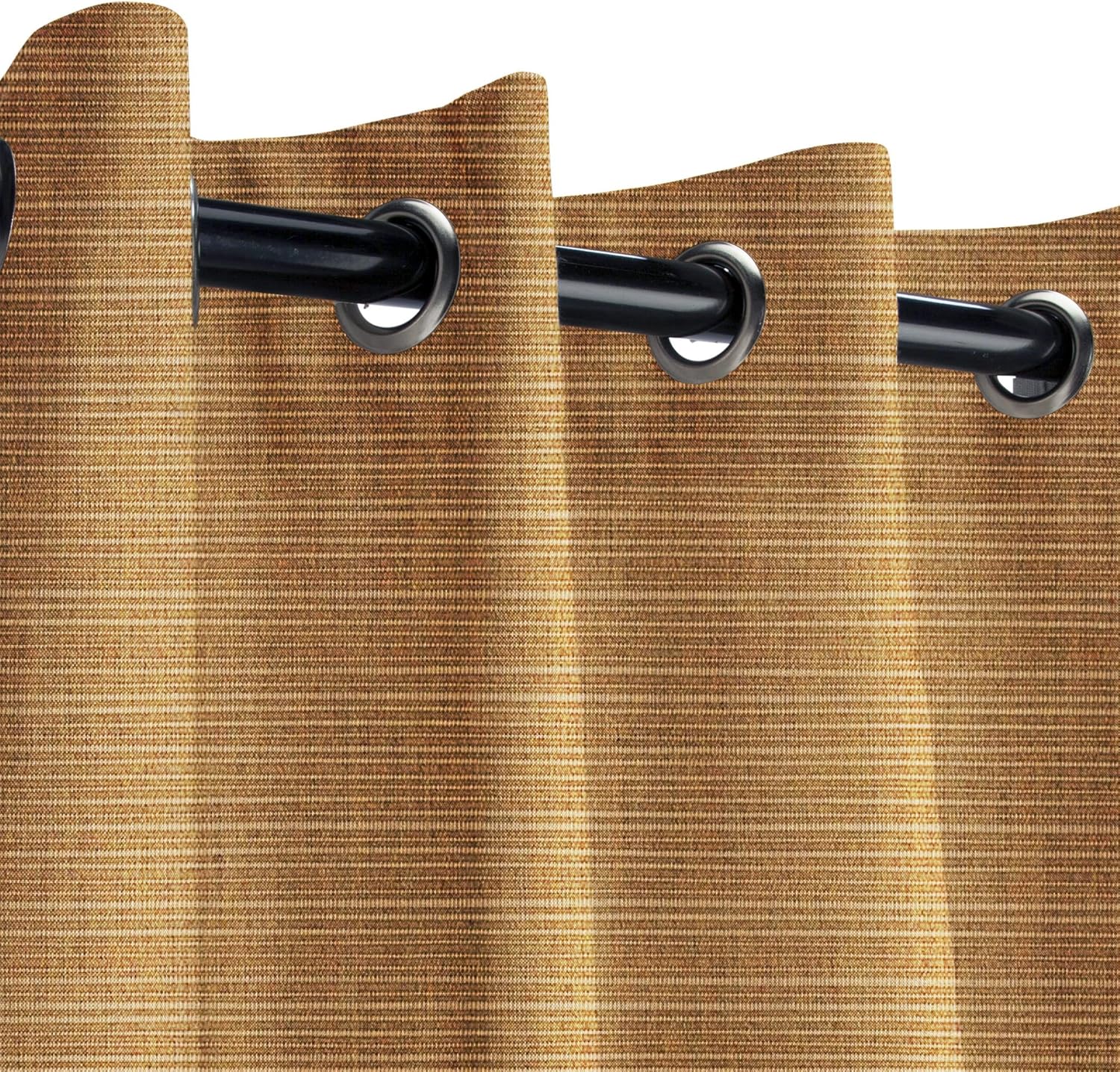Sunbrella Dupione Oak Outdoor Curtain with Nickel Grommets 50 in. Wide x 84 in. Long