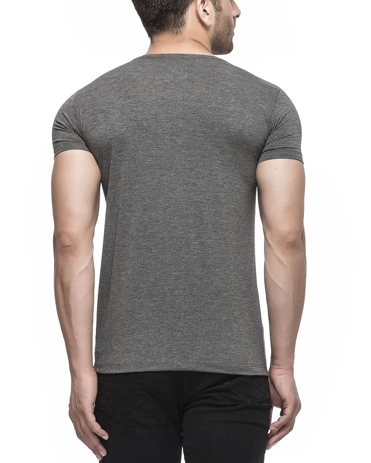 tinted men's rayon, polyester and spandex henley t-shirt