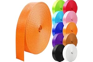Grosun Nylon Webbing 1 inch 1.5 inch 2 inch Nylon Strap Webbing Straps Backpack Straps Nylon Belt, 10 25 50 3.3 Yards Webbing Strapping for Seatbelt, Bag, Luggage