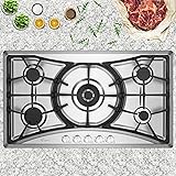 Empava 36 in. Gas Stove Cooktop with 5 Sealed Burners-Heavy Duty Continuous Grates-NG/LPG Convertible, 36 Inch…