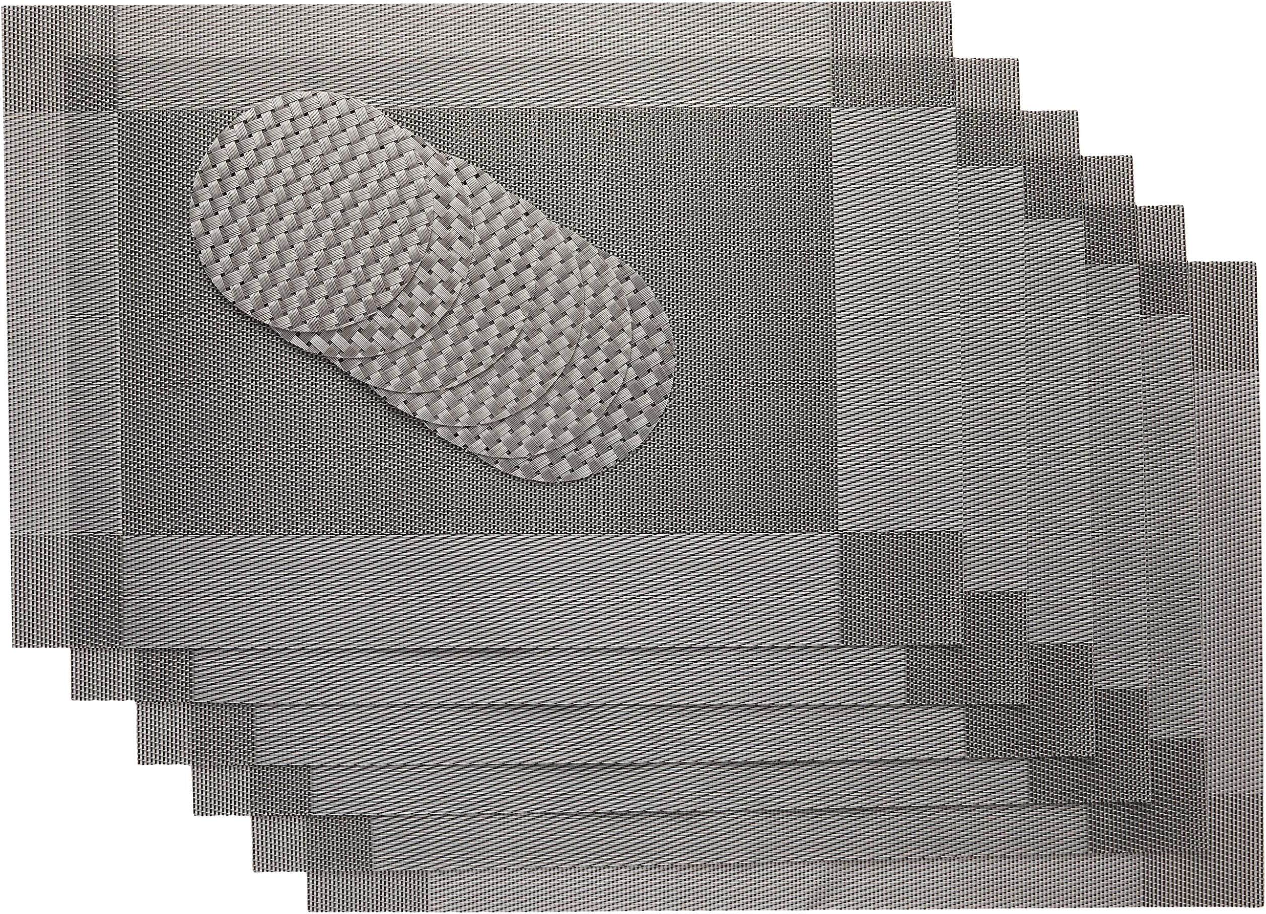 Table Mats,Silver Placemats,Placemats and Coasters,Table Placemats,Set of 6 Placemats, Non-Slip Washable Dinner Mats for Kitchen and Dining Room (Silvery)