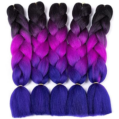Buy Synthetic Braiding Hair Kanekalon Ombre Braiding Hair Crochet Braids Twist Hair Extensions 5 Pieces Lot 24 24 Black Purple Blue Hellip Online In Turkey B07bgx4tzd