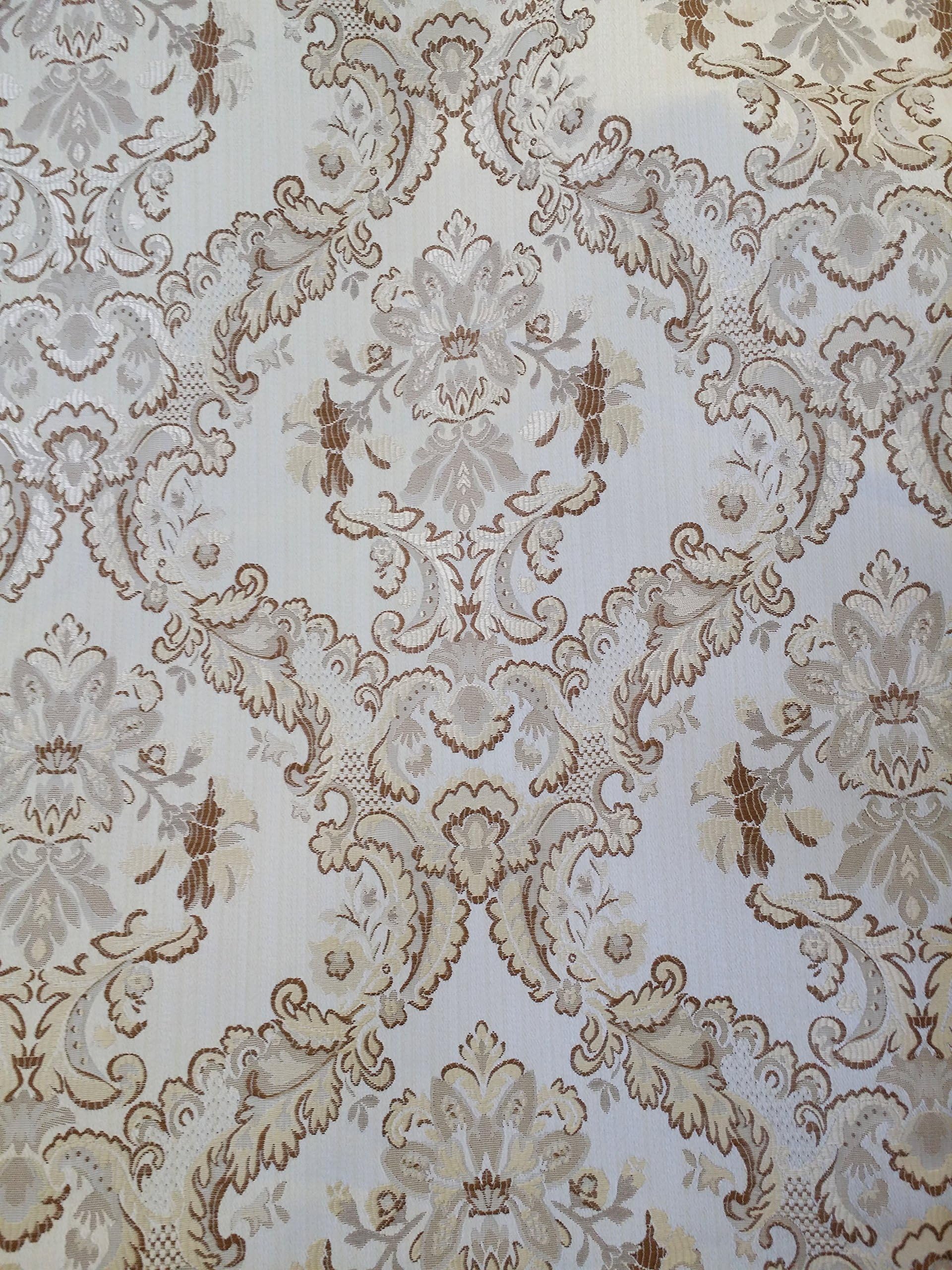 Damask Upholstery and Drapery, Jacquard Fabric, Sold by The Yard,7 Colors (6yds, Dawn)