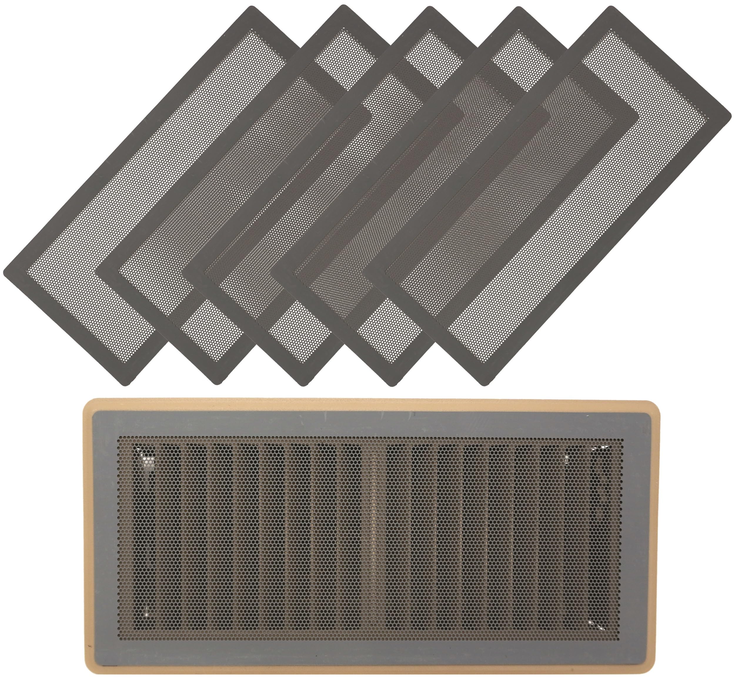 Photo 1 of MODERN WAVE - Extra Strong Magnetic Air Vent Screen Cover for Floor 5-Pack (5" x 13", Grey)