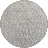 Town &amp; Country Basics Pax Herringbone Textured Solid Everwash&reg; Washable Area Rug, Low Pile, Non-Slip Backing, Easy Clean Pet &amp; Family Friendly Rug, Grey, 5' Round