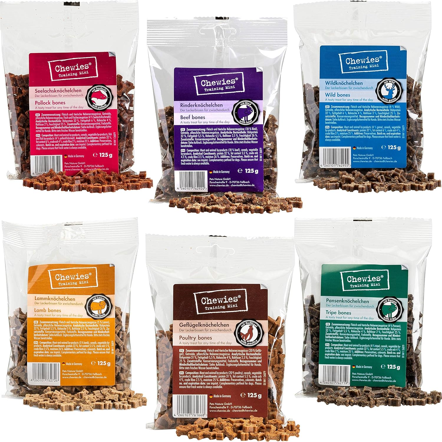 Chewies Dog Treat Multipack 3, Single pack of 6 x 125 g (750 g), 125 g (Pack of 6)