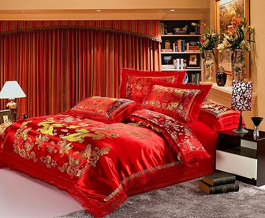 Amazon Com Cliab Chinese Traditional Red Sheet Asian Bedding