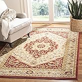 SAFAVIEH Austin Collection Area Rug - 5'3" x 7'6", Creme & Red, Traditional Oriental Design, Non-Shedding & Easy Care, Ideal 