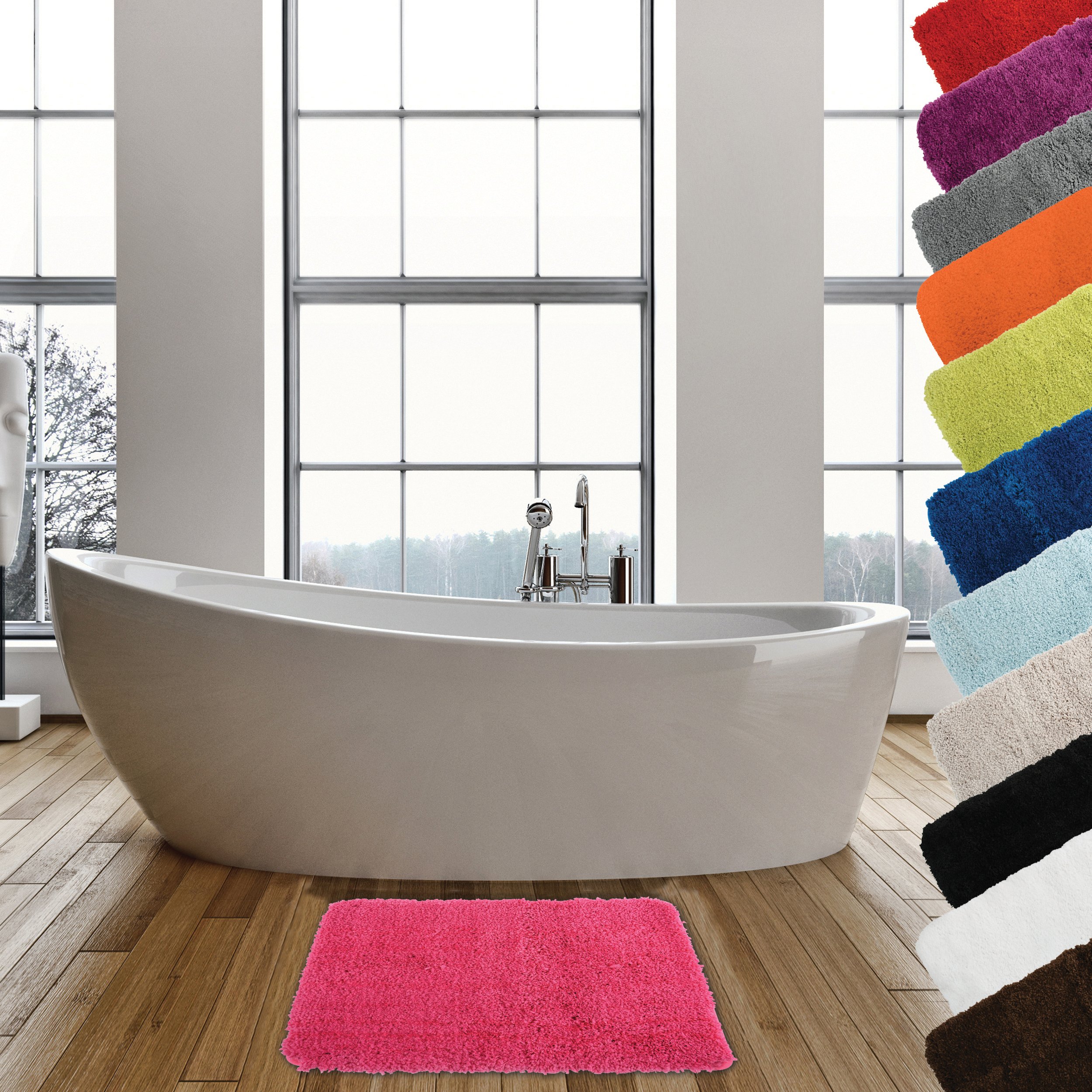 MSV Microfiber Bath Mat, Fuchsia, 70 x 50 cm