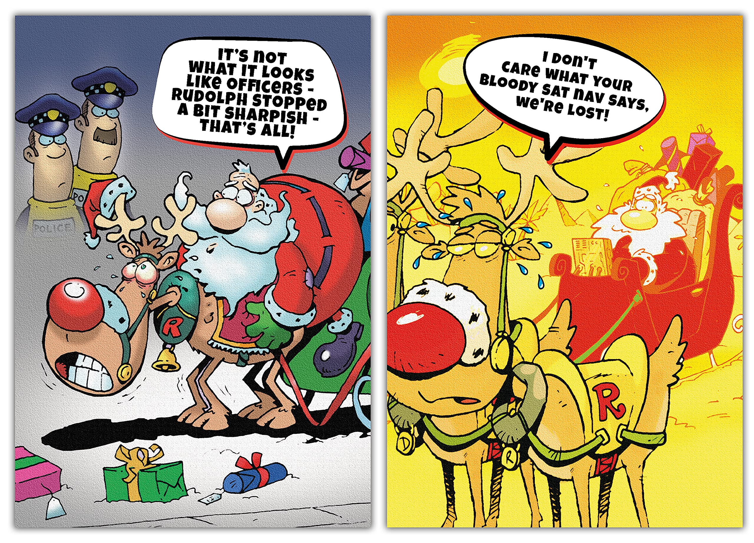 Emotional Rescue Christmas Cards Multi-pack, 10 Funny & Rude Christmas Cards, 2 Different Designs, Assortment