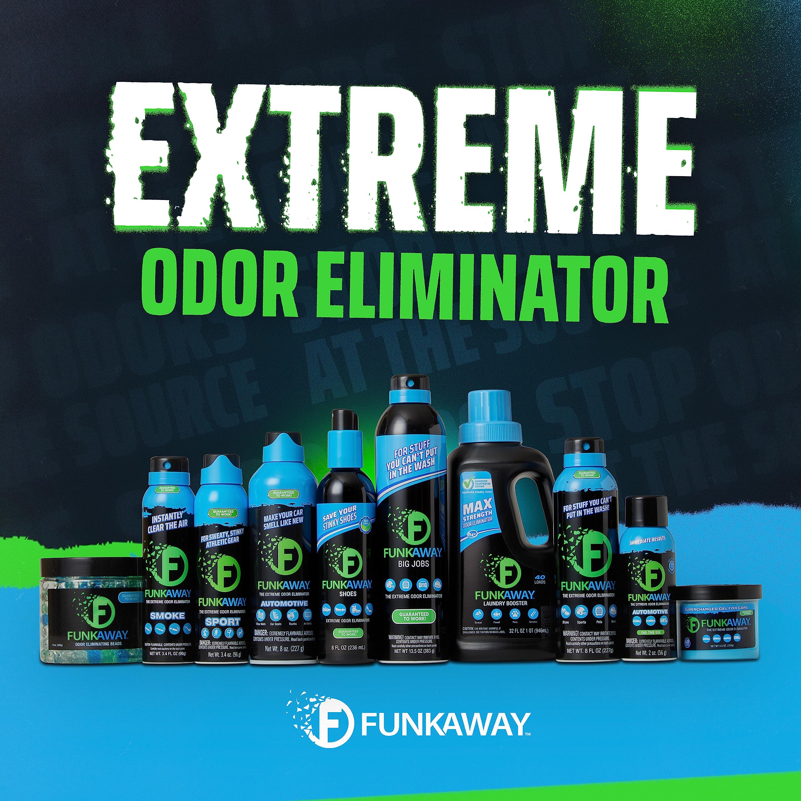 FunkAway FunkAway Sport Aerosol Spray, 3.4 oz., The Extreme Odor Eliminator Refreshes Shoes and Sports Gear, For Stuff You Can't Put In The Wash
