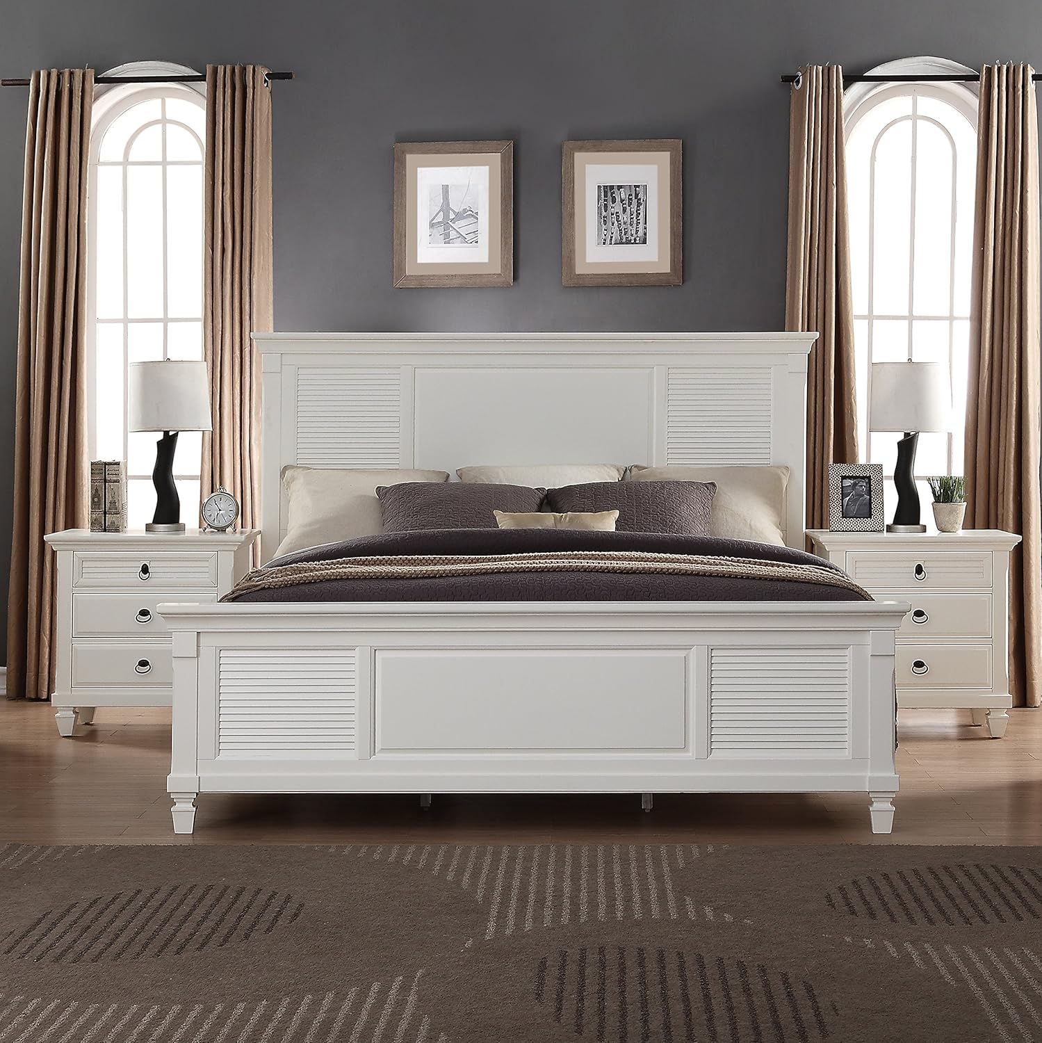 Dresser Nightstand And Chest King Bed Mirror Roundhill Furniture Regitina 016 Bedroom Furniture Set White Home Kitchen Furniture