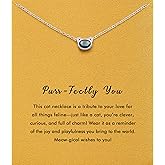 RZKING Silver Necklace for Women, Dainty Cat Candy Bow Moonstone Necklace, Gifts for Best Friend Sister Mom Daughter Teacher, Mothers Day Birthday Christmas Thank You Gifts