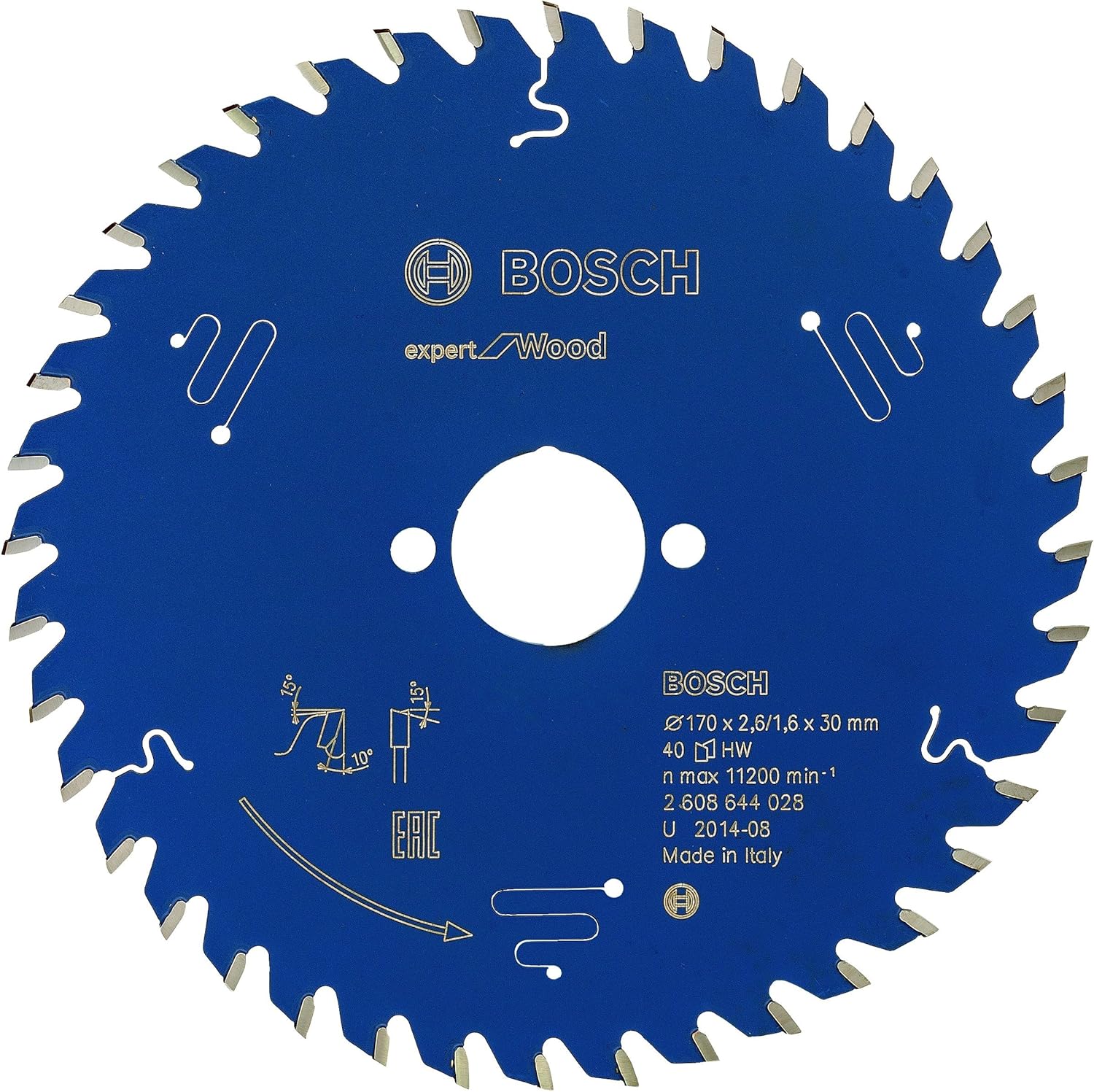 Bosch 2608644028 Circular Saw Blade, "Top Precision" Exwoh 170x30mm 40, 0 V, Blue, diameter 170 mm