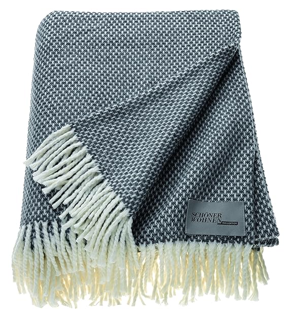 Schöner Wohnen Zen Plaid Decke Tagesdecke Kuscheldecke Wolldecke Couchdecke Sofadecke - Größe 140 x 200 cm - Farbe hellgrau /